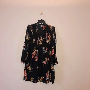 Black and floral baby doll dress